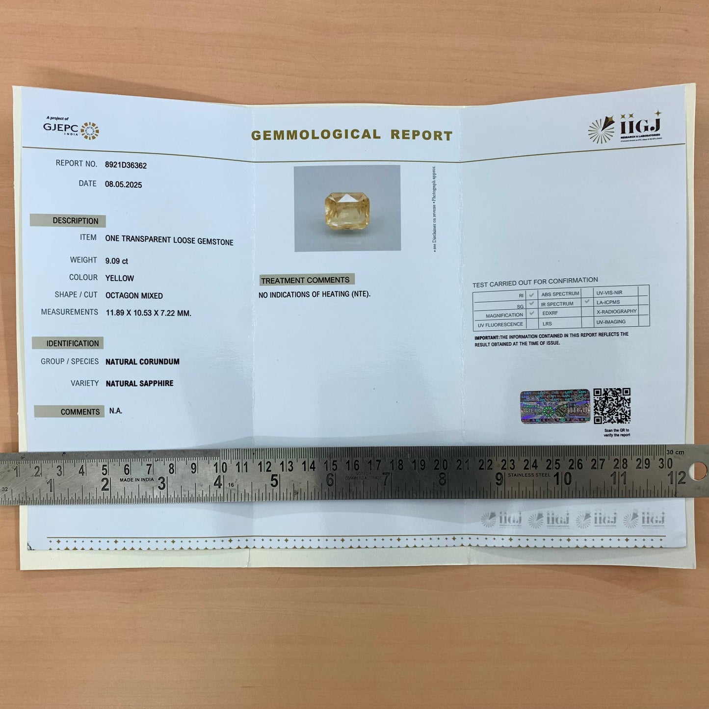 Natürlicher gelber Saphir – 5,35 Karat/5,94 Ratti