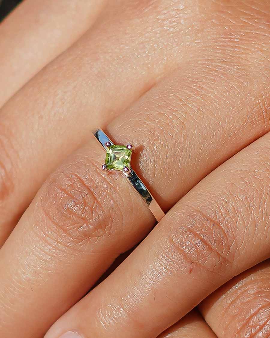 Natural Peridot Ring - 925 Sterling Silver