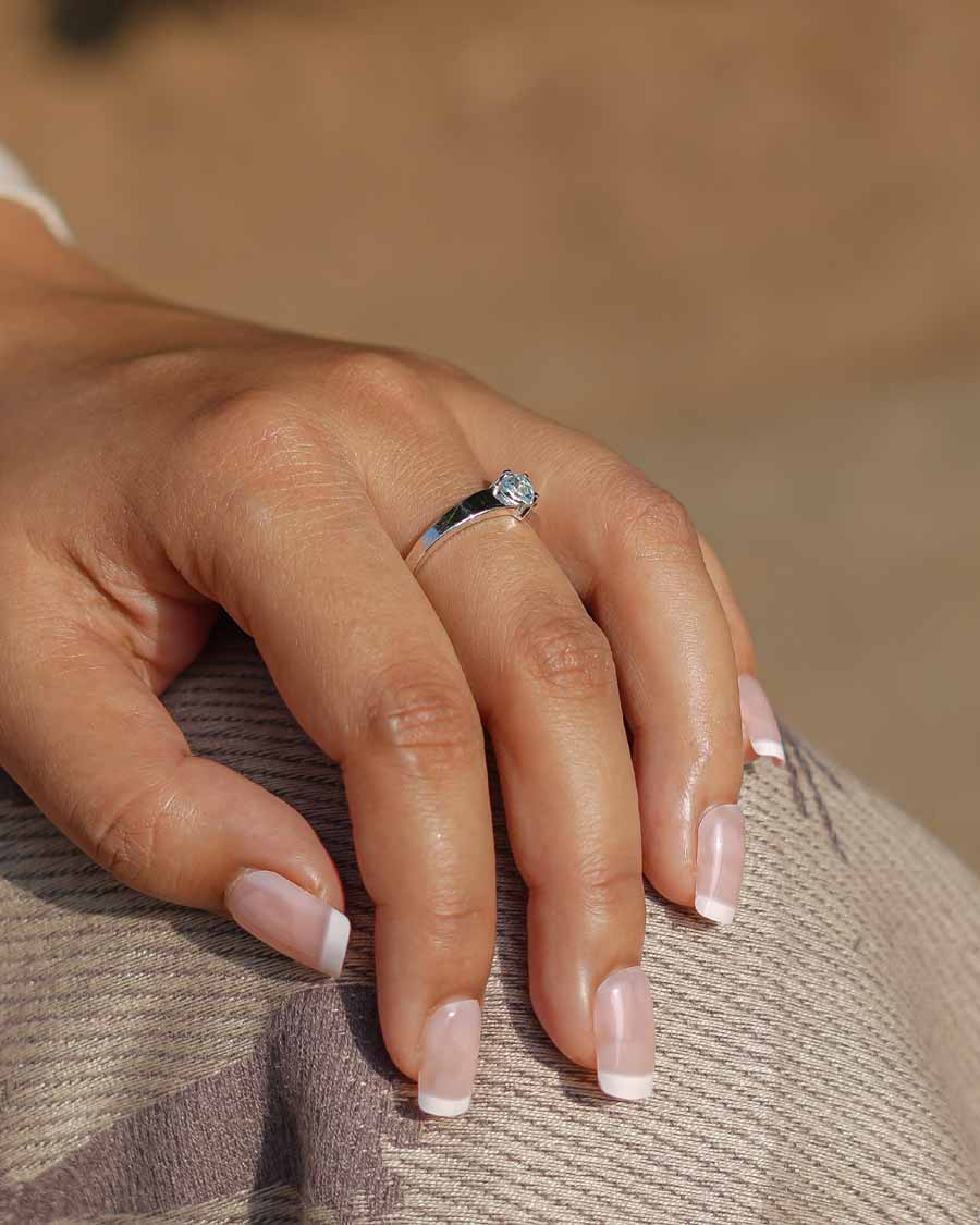Natural Aquamarine Ring - 925 Sterling Silver