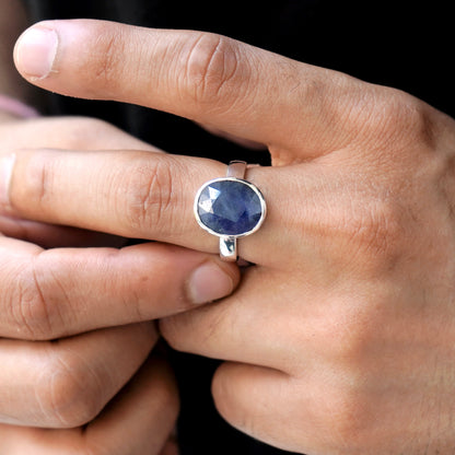 Ring mit natürlichem blauen Saphir (Neelam) – 7,00 Karat