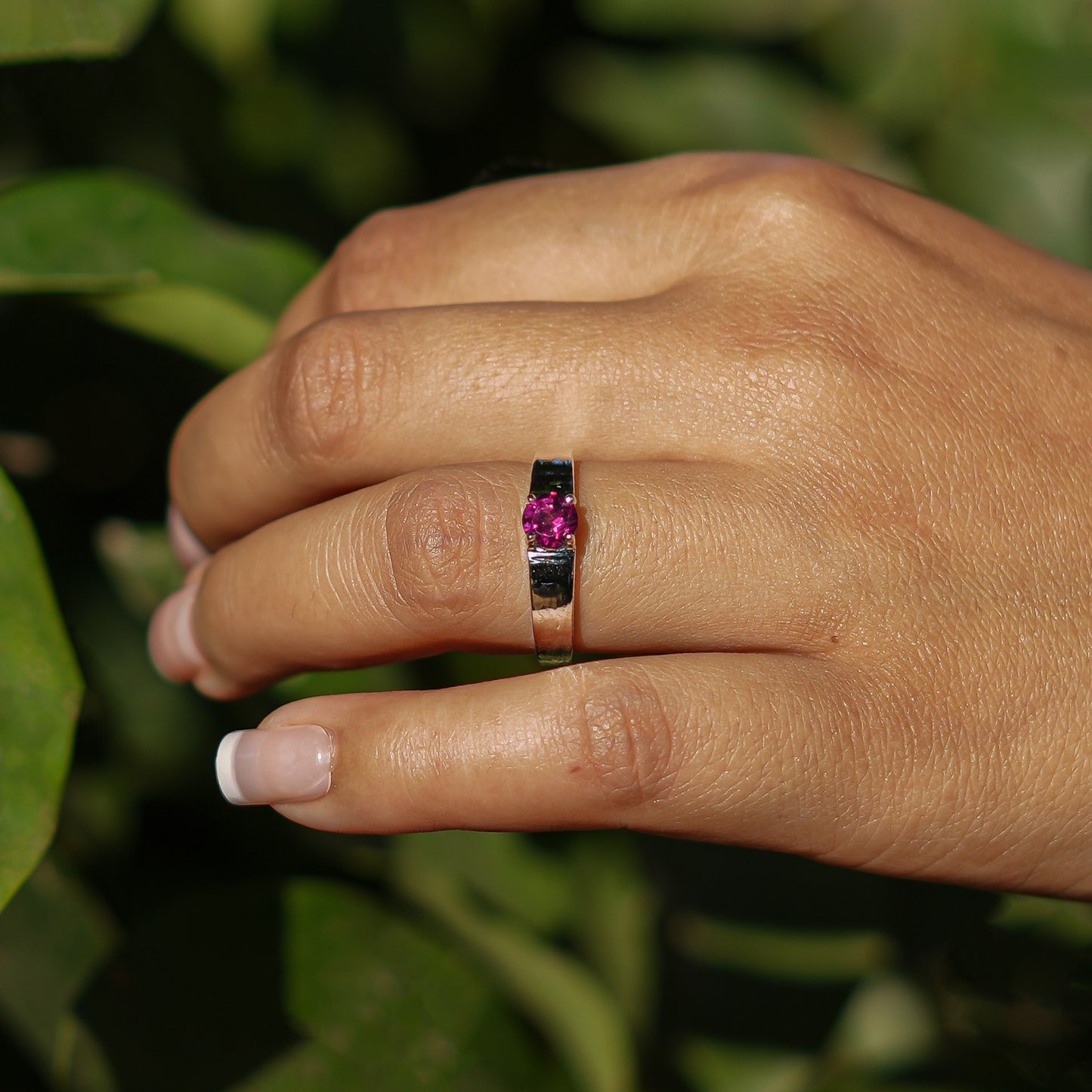 Natural Rhodolite Ring - 925 Sterling Silver