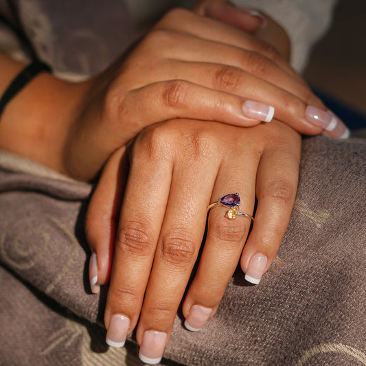 Natural Amethyst & Citrine Ring