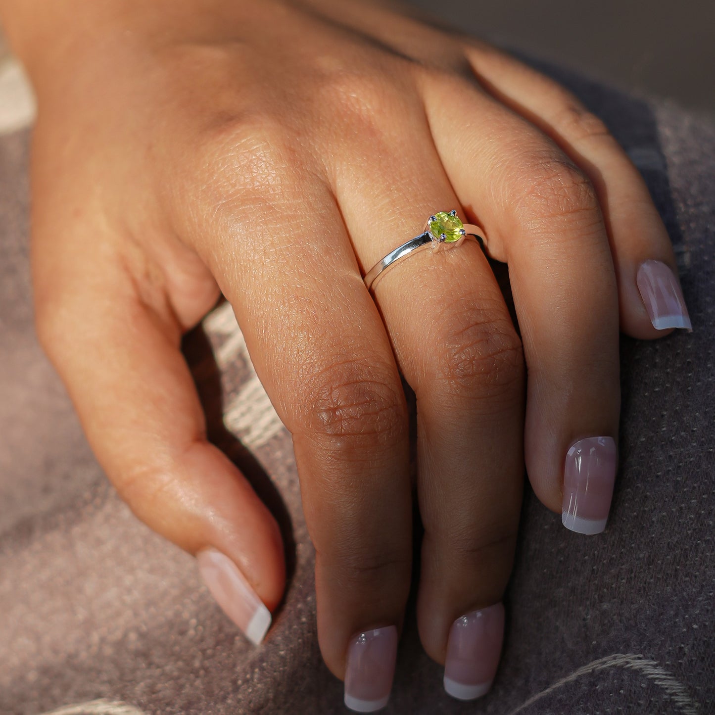 Natural Peridot Ring - 925 Sterling Silver