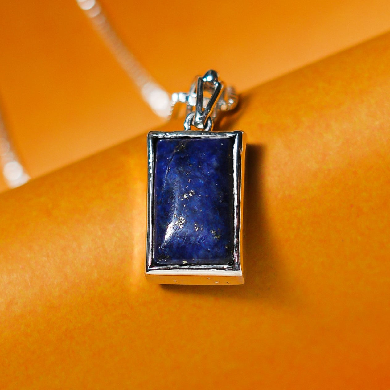 Lapis Lazuli Rectangular Silver Pendant