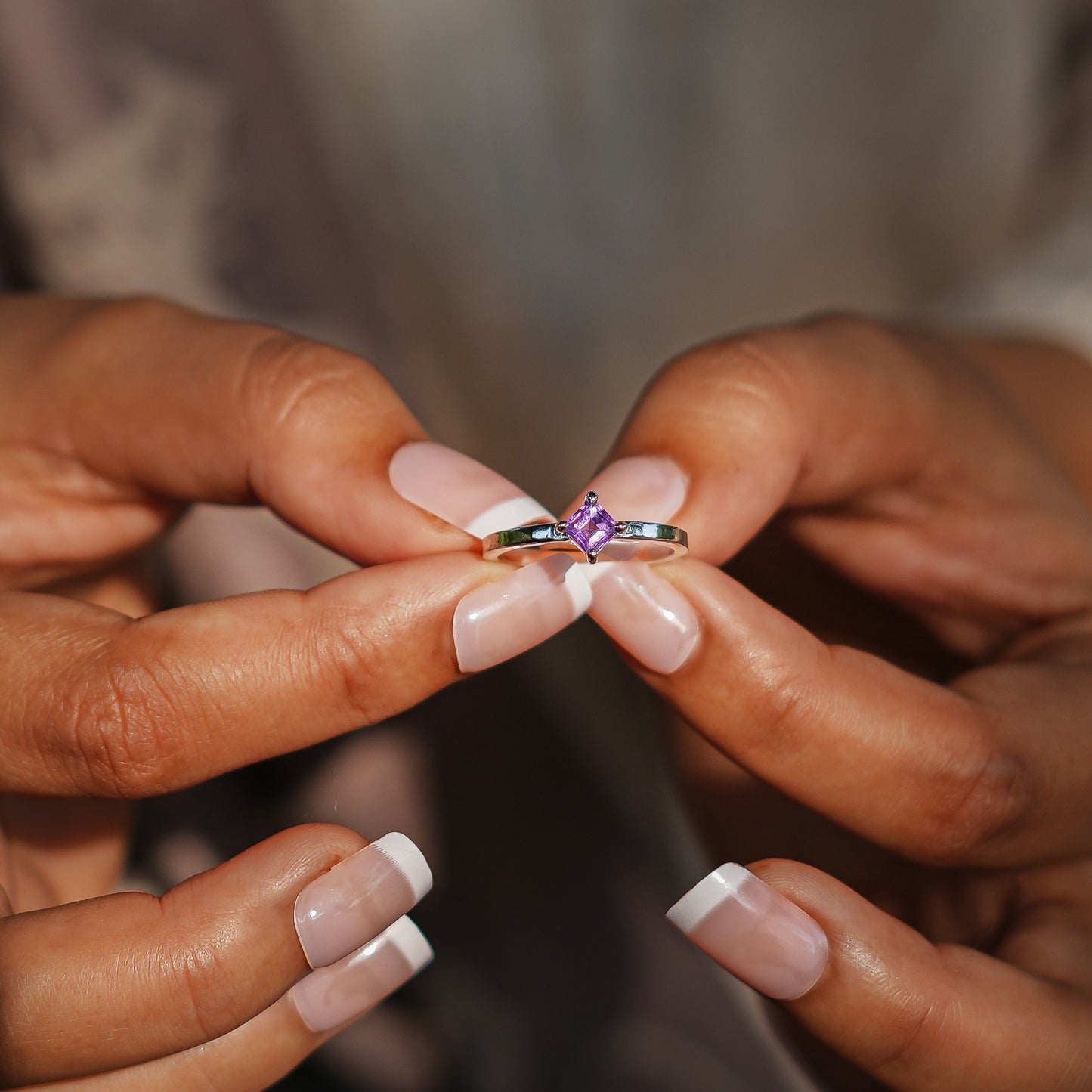 Natural Amethyst Ring - 925 Sterling Silver