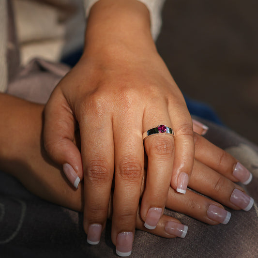 Natural Rhodolite Ring - 925 Sterling Silver