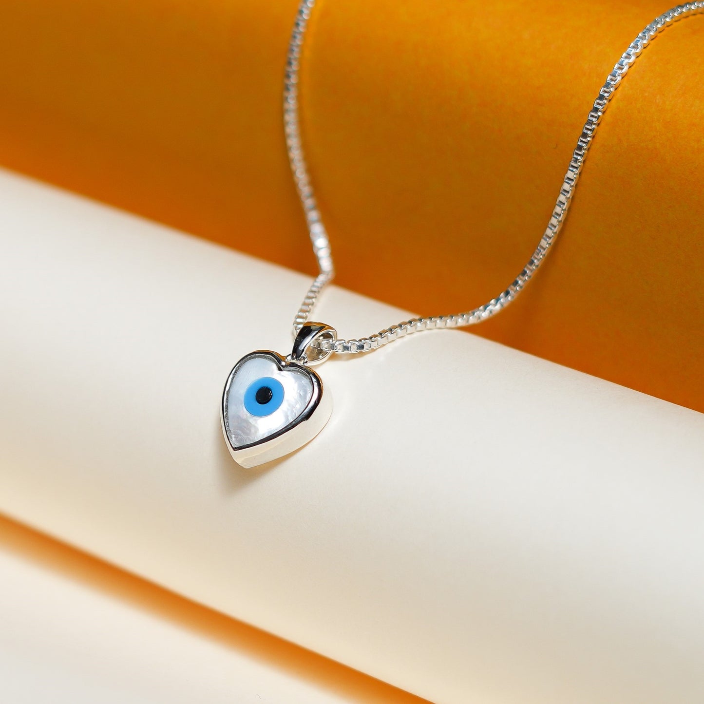 Evil Eye Heart Pendant - Mother of Pearl