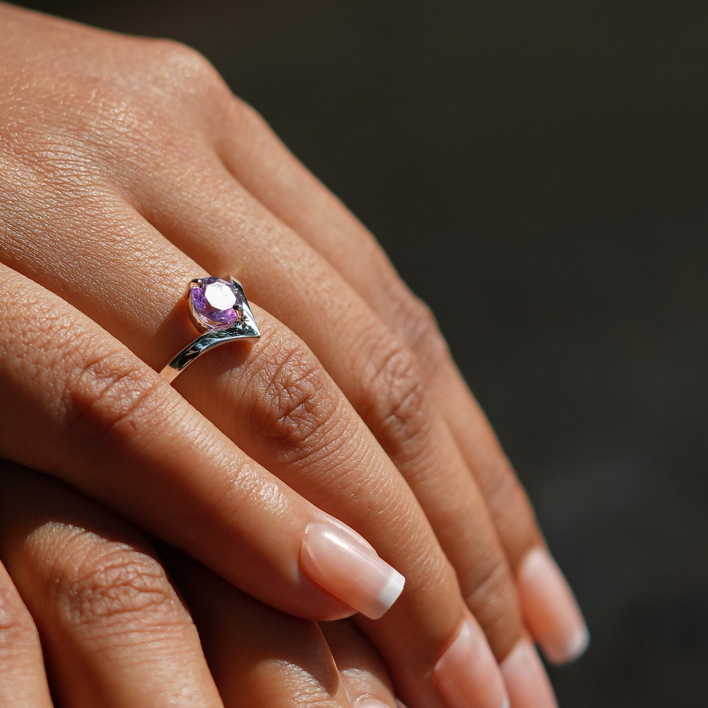 Natural Amethyst Ring - 925 Sterling Silver