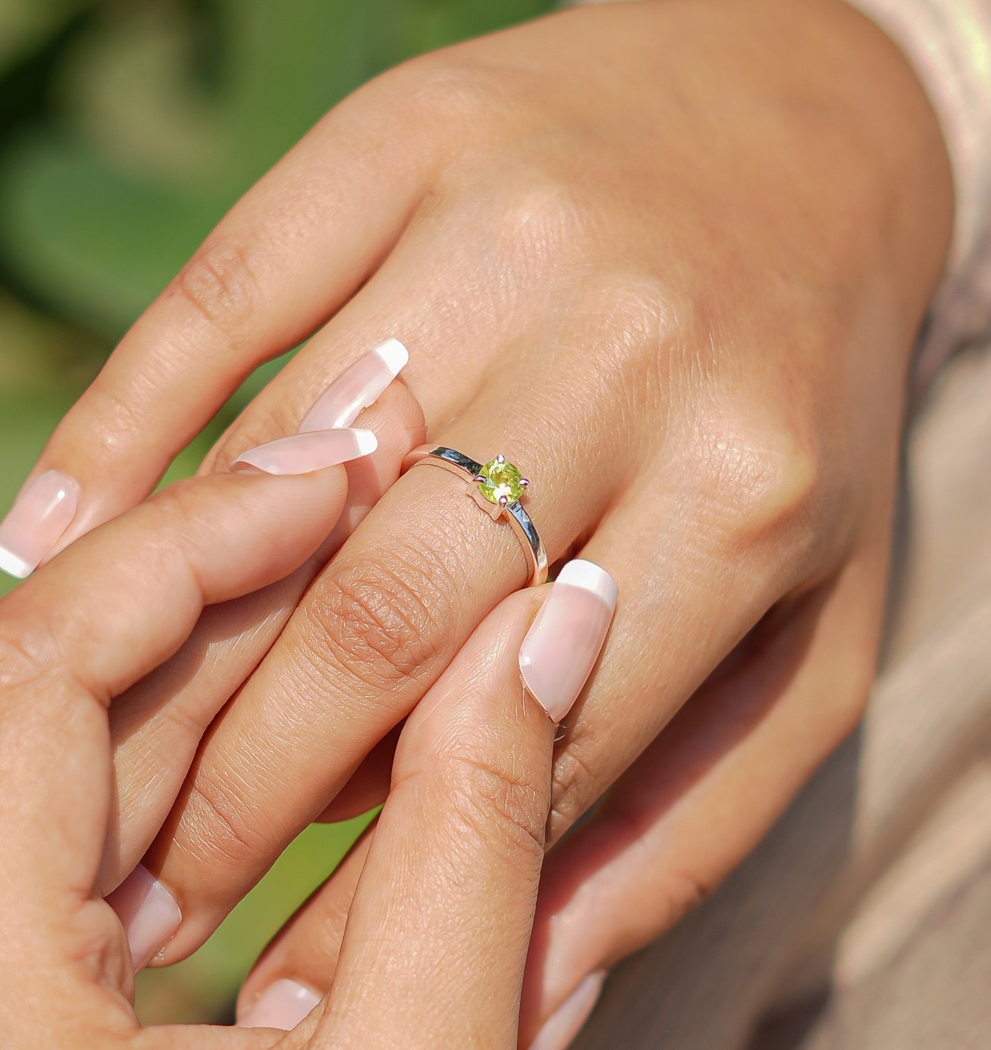 Natural Peridot Ring - 925 Sterling Silver