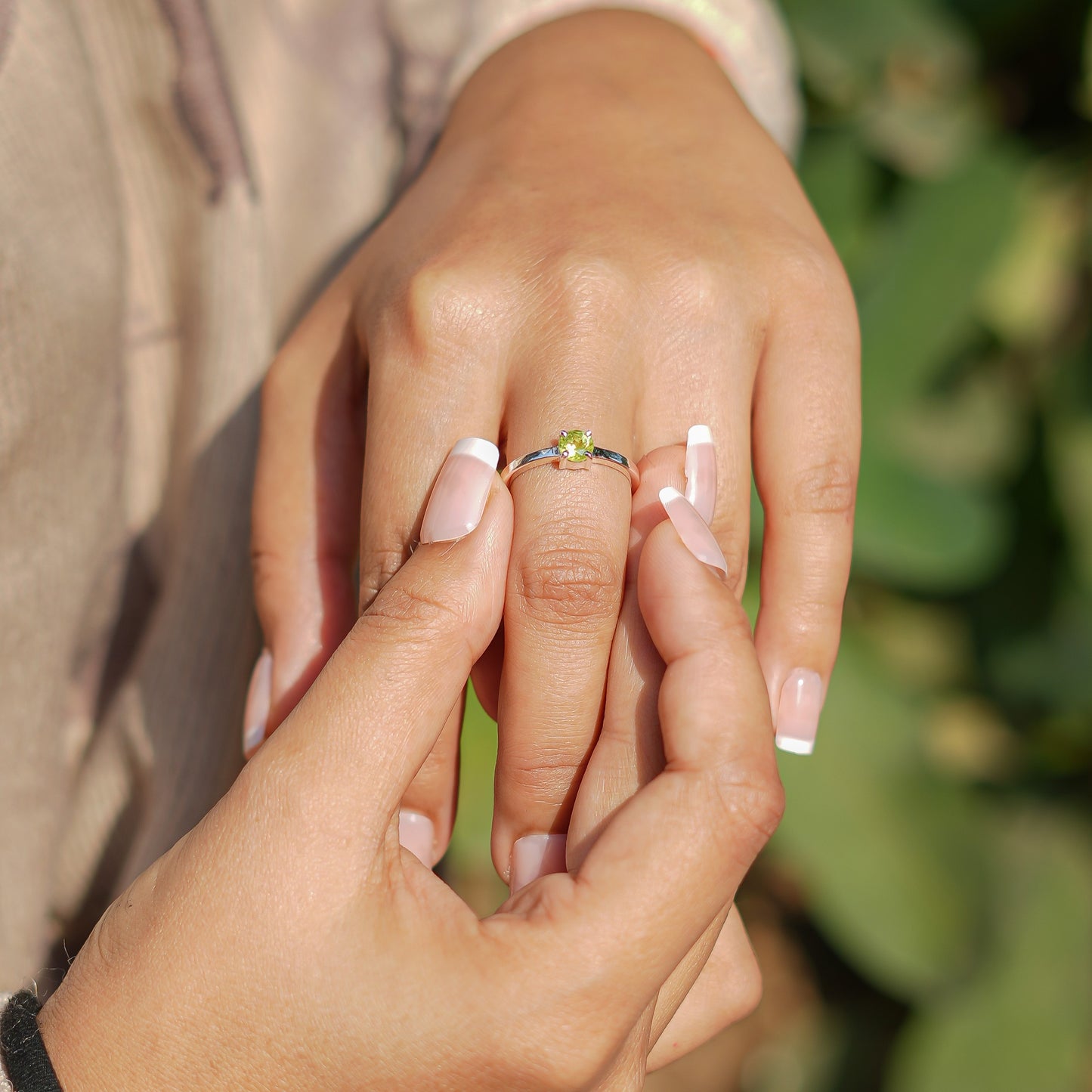 Natural Peridot Ring - 925 Sterling Silver