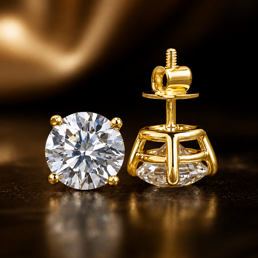 Moissanite Solitaire Studs- 2 Carats
