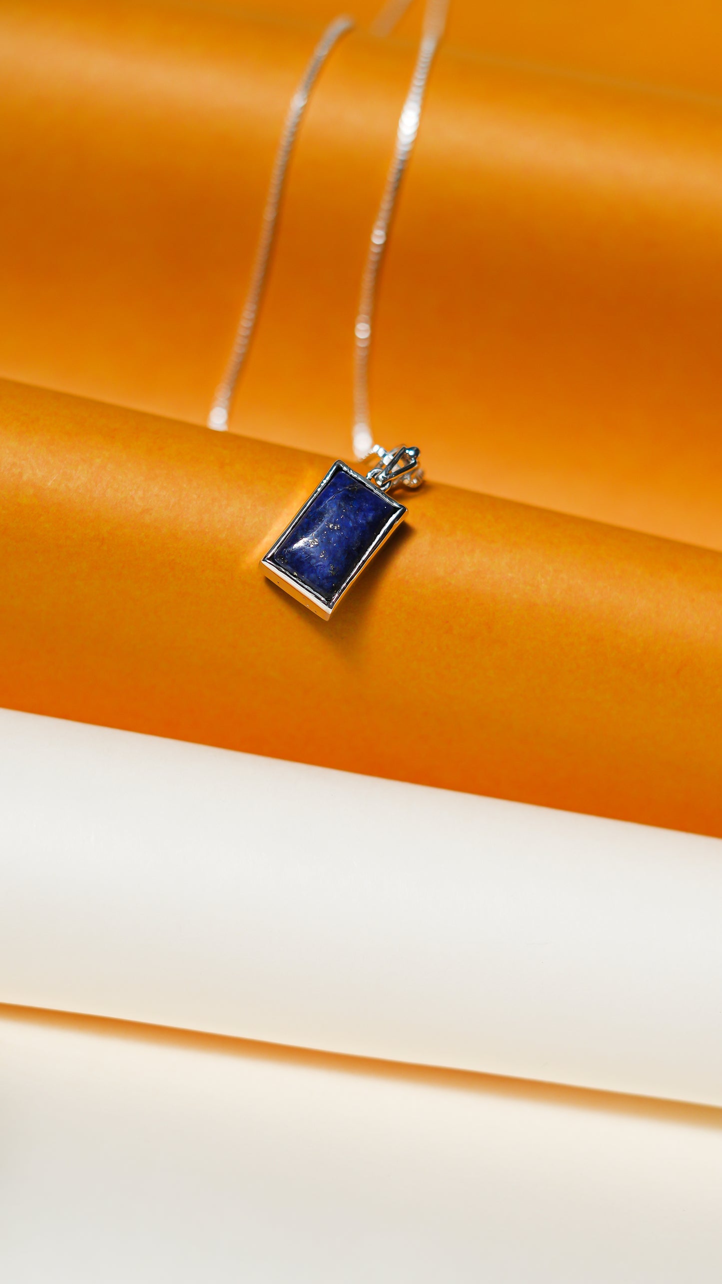 Lapis Lazuli Rectangular Silver Pendant