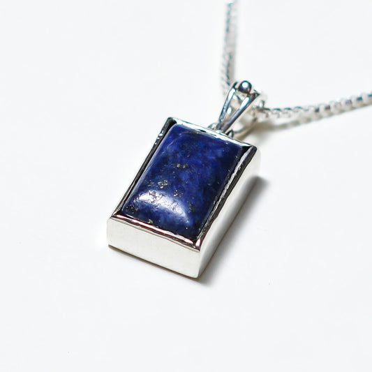 Lapis Lazuli Rectangular Silver Pendant