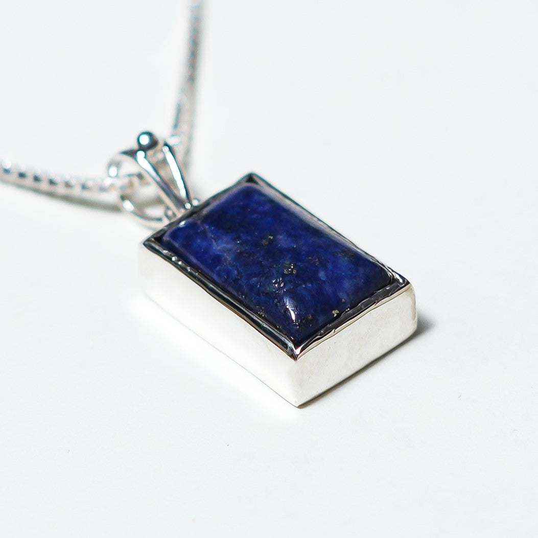 Lapis Lazuli Rectangular Silver Pendant