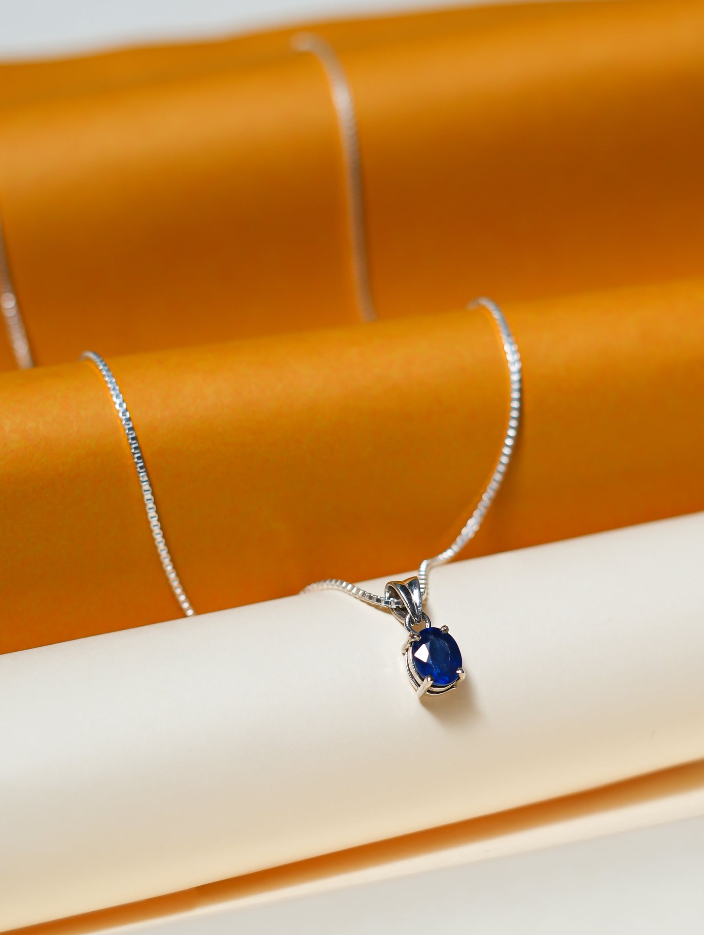 Blue Sapphire - Classic Silver Pendant