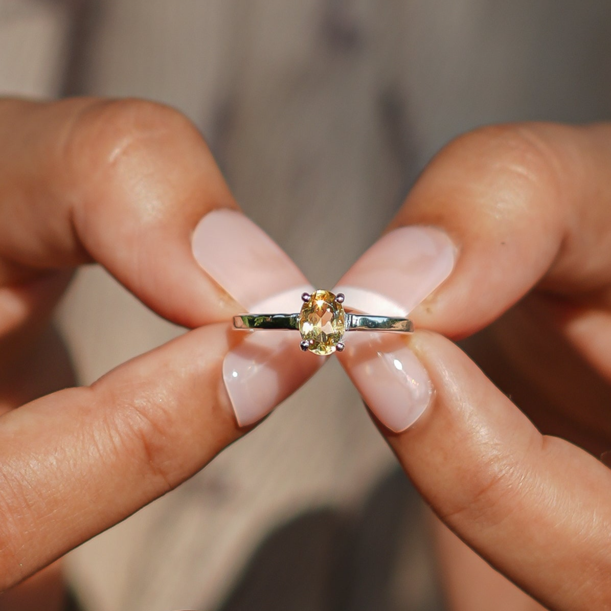 Natural Citrine Ring - 925 Sterling Silver