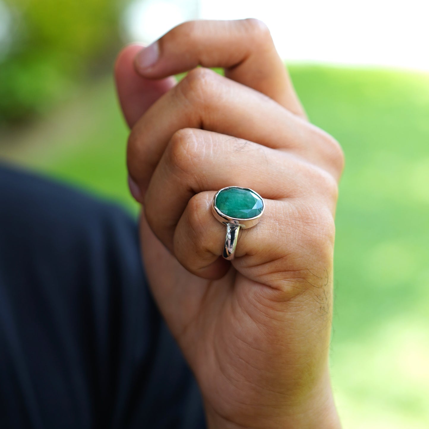 Emerald Silver Ring- 10.50 Carat/11.66 Ratti