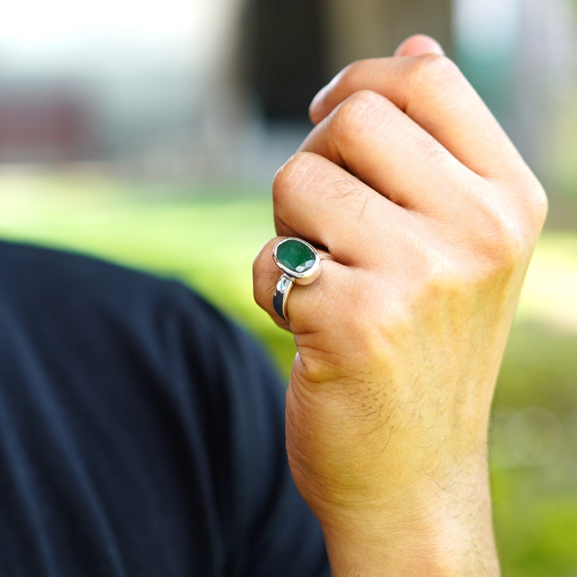 Buy Emerald Silver Ring- Ratti at affordable Price