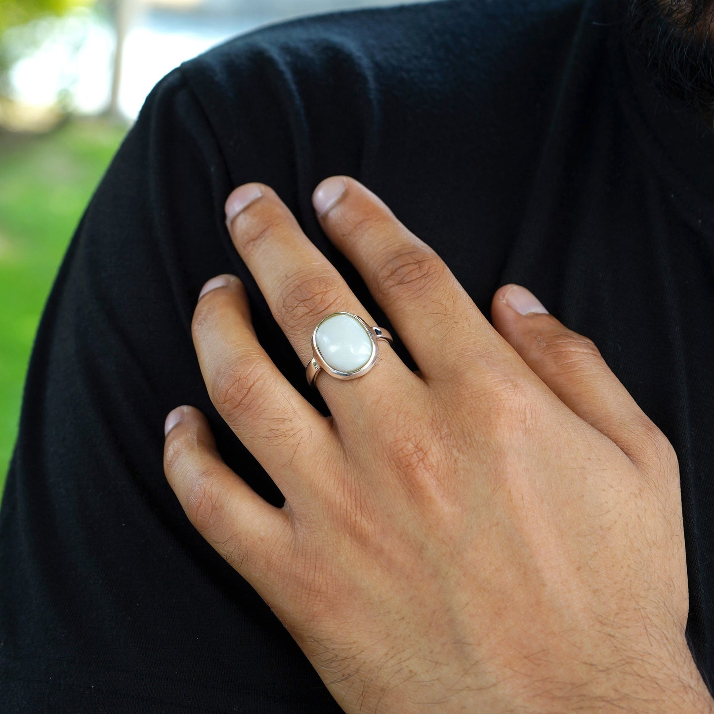 Opal Silver Ring - 5.60 Carat/6.22 Ratti