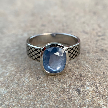 Blue Sapphire Platinum Ring- 5.20 Carats