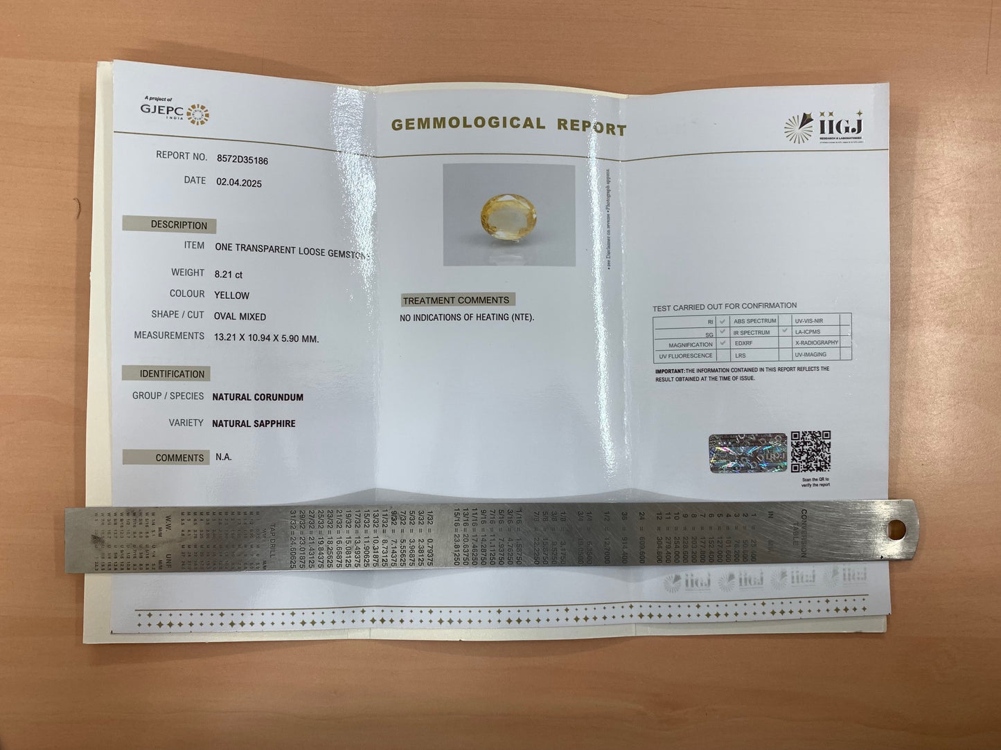 Natürlicher gelber Saphir – 5,35 Karat/5,94 Ratti
