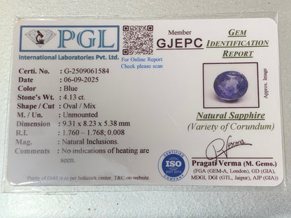 Sri Lankan Blue Sapphire - 4.13 Carats/4.58 Ratti