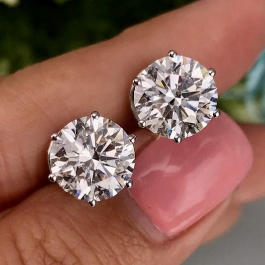 Moissanite Solitaire Studs- 5 Carats