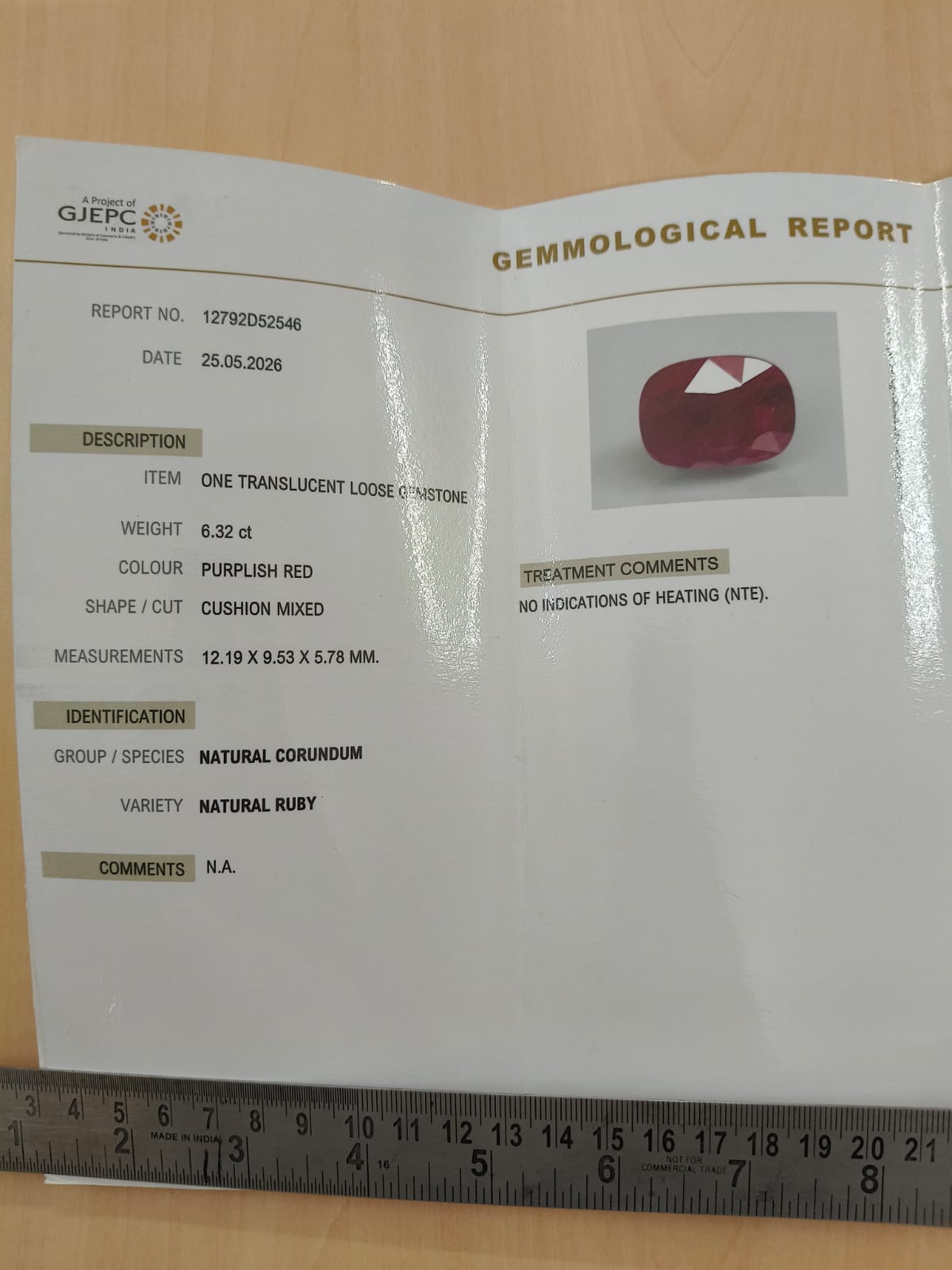 Mozambique Ruby - 6.32 Carats/7.01 Ratti