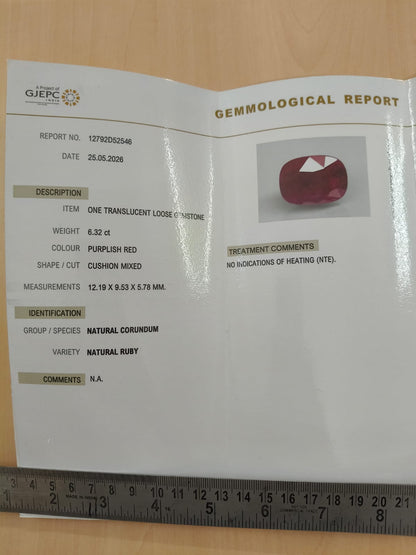 Mozambique Ruby - 6.32 Carats/7.01 Ratti
