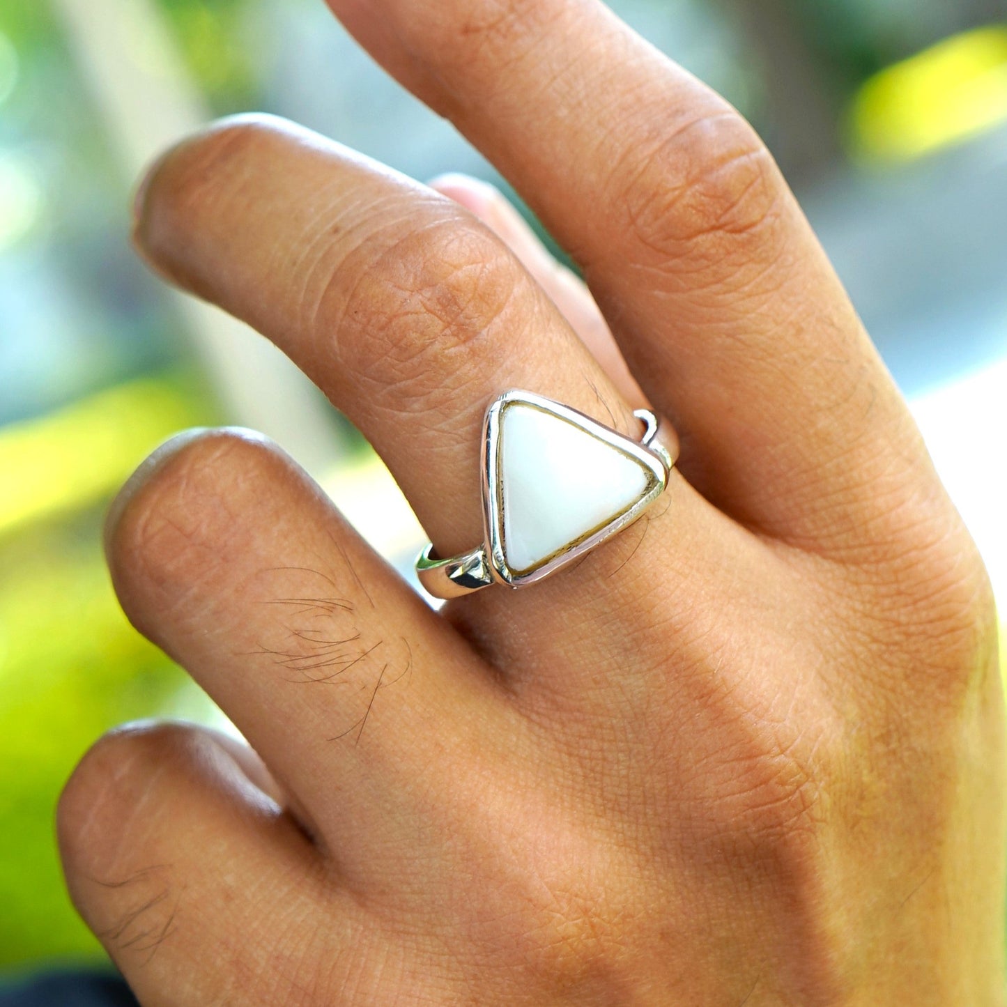 Triangular Opal Silver Ring - 5.25 Carat/5.83 Ratti