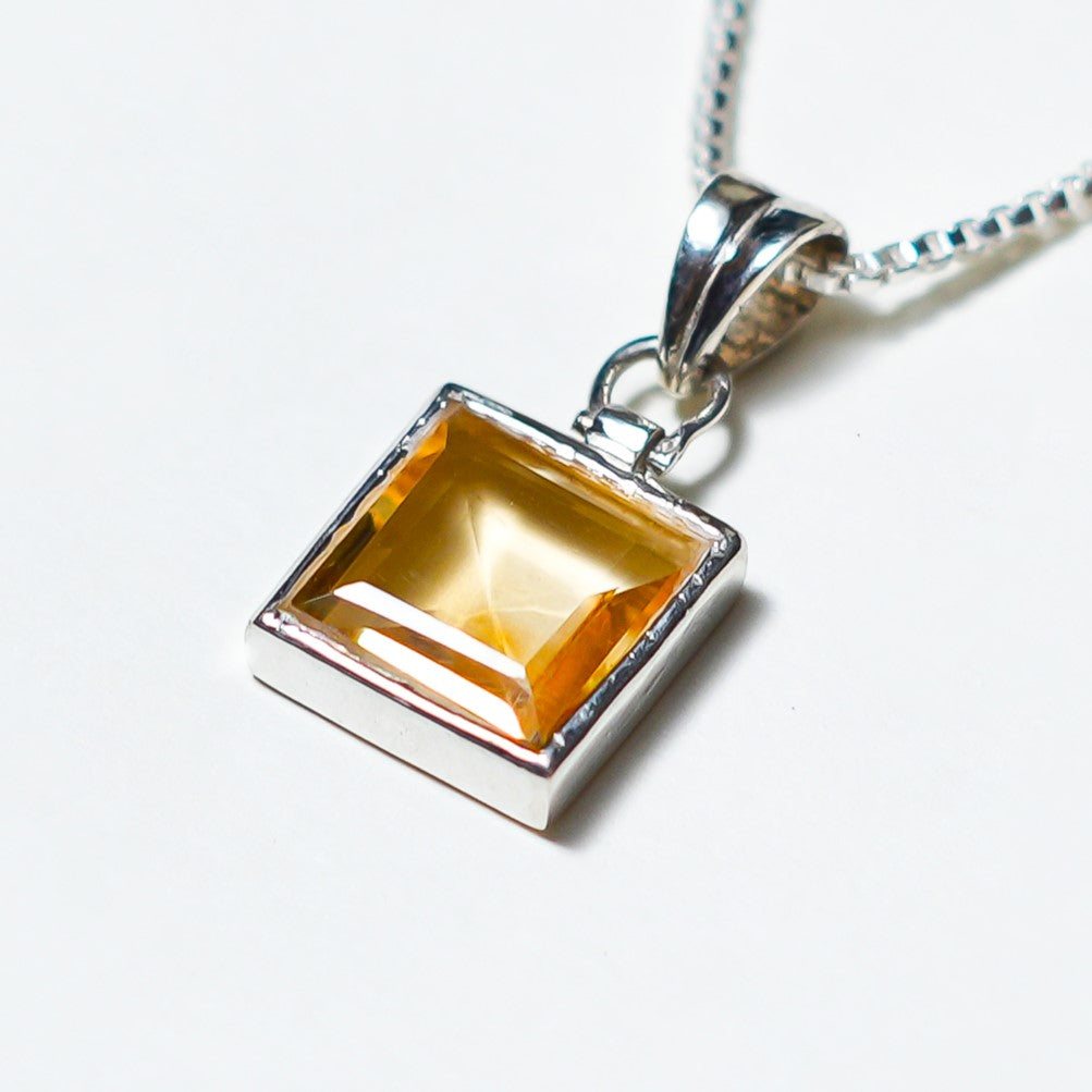 Classic Square Citrine Pendant- 4 Carats