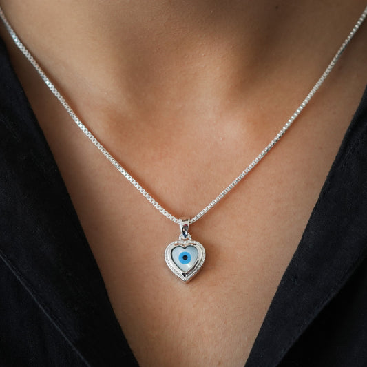 Mother of Pearl- Evil Eye Heart Pendant