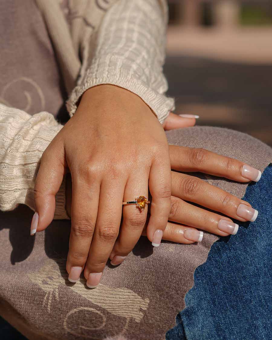 Natural Citrine Ring - 925 Sterling Silver