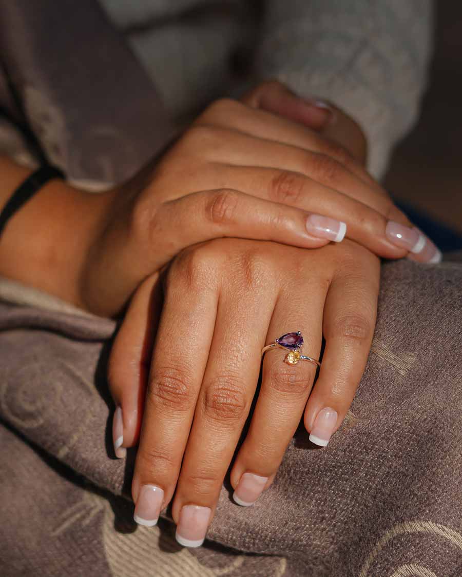 Natural Amethyst & Citrine Ring