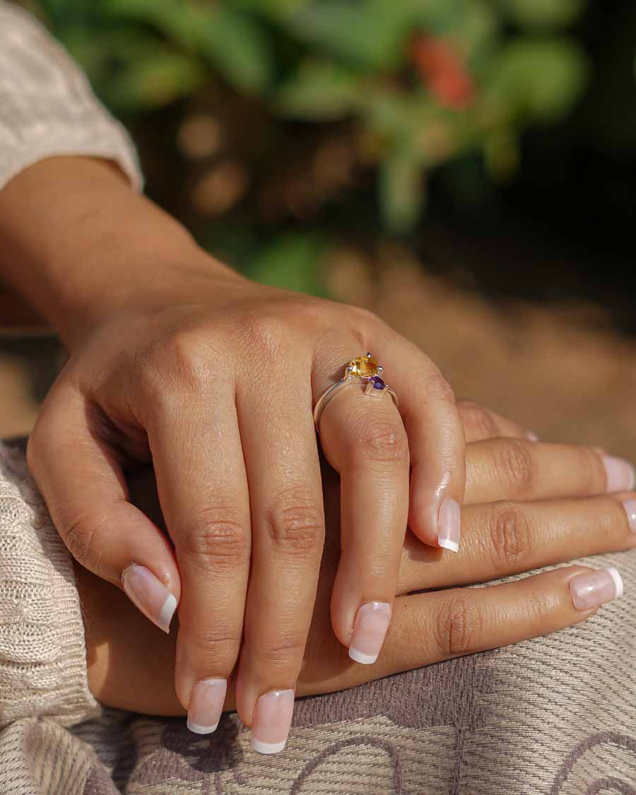 Natural Amethyst & Citrine Ring